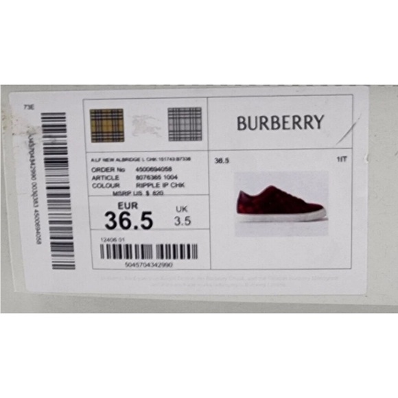 Burberry Crimson Checkered Sneakers - Picture 10 of 10